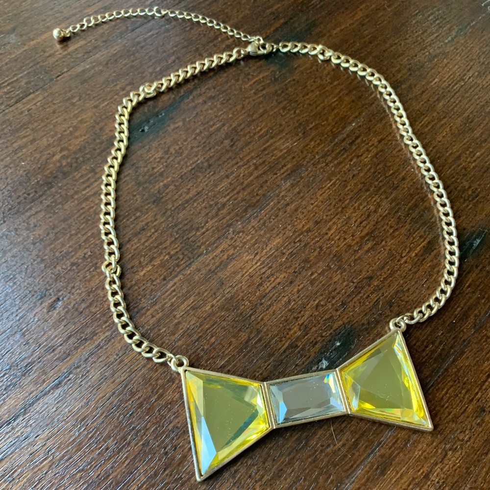 Yellow Acrylic Bow Tie Costume Jewelry Necklace